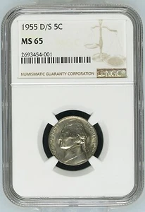 1955 D Nickel Jefferson NGC MS-65 - Picture 1 of 2