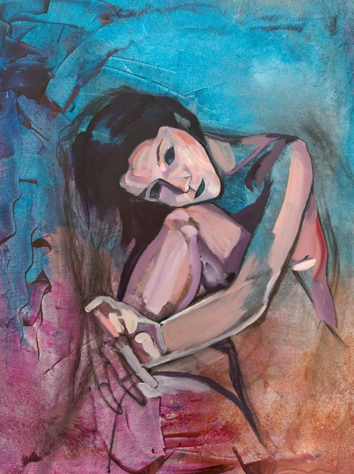  Hermoso, Pintura al Óleo, Desnudo, Sobre Lienzo, Impresionante ARTE ORIGINAL, 81x61cm Foto 1 de 1