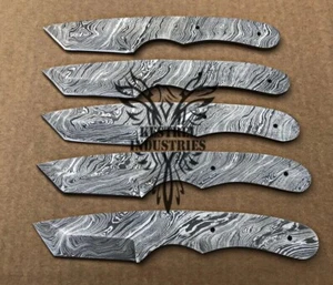 Lot of 5 Damascus Steel Blank Blade Knife For Knife Making Supplies (SU-116) - Picture 1 of 7