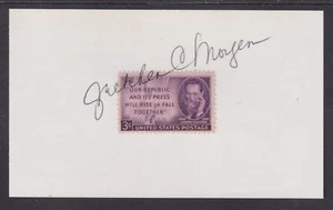 Gretchen Morgenson, Pulitzer Prize Journalist, signed Pulitzer stamp on card - Picture 1 of 1