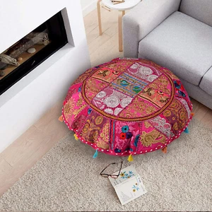 32" in Bohemian Round Pillow Cushion Cover Floor Patchwork Throw Bohemian Decor - Picture 1 of 5