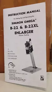 Simon Omega B22 B22 Xl Photo Enlarder Manuale di istruzioni originale COPIA DIGITALE - Foto 1 di 2