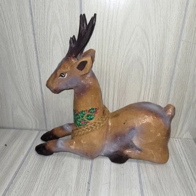 Vintage Paper Mache Reindeer Christmas Decor Handpaited/Crafted Holiday - Image 1 of 4