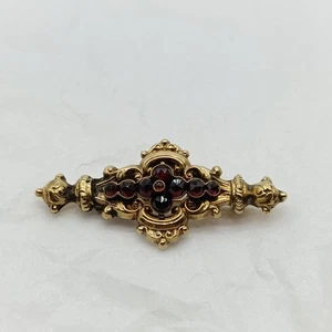 Historische Biedermeier Brosche aus Schaumgold & Granat | Antik  - 3,2 Gramm - Bild 1 von 22