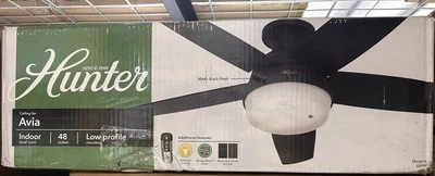 Hunter Avia Low Profile LED 48"  Indoor Ceiling Fan with remote Black - Image 1 of 4