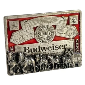 Budweiser Shires King of Beers BELT BUCKLE 3D Clydesdale Horses Wagon Bud Logo - Picture 1 of 8