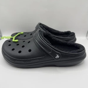 Crocs Para hombres Negro Clásico Piel Difusa Forrado Sin Cordones Zueco Zapatos Sandalias EE. UU. Talla 11 - Imagen 1 de 9