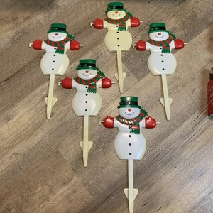 Vintage Weihnachten Schneemänner 4-teiliges Set Outdoor Hof, Blumentopf, Kunststoff Deko - Bild 1 von 6
