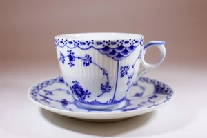 One Cup & Saucer #756 - Blue Fluted Royal Copenhagen - Half Lace - 1st Quality - Picture 1 of 6