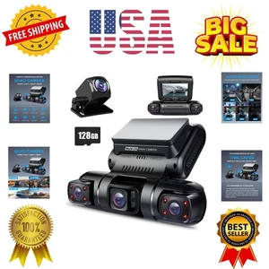 Cámara de tablero de 4 canales con vista de 360 grados delantera y trasera interior izquierda derecha, cámara de tablero... - Imagen 1 de 9