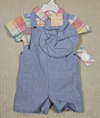 Tommy Bahama Set 3 Pezzi Tuta Camicia Cappello Bambino Tg 18 Mesi Outfit  - Immagine 1 di 4