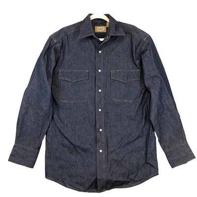 C.E. Schmidt Work Wear Jean Shirt Mens Med Pearl Snap Front Dark Denim - Flaw - Image 1 of 4