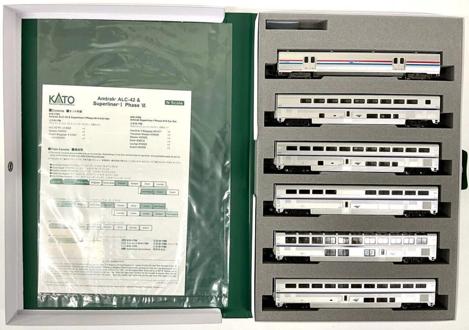 Kato N Scale 10-1789 Amtrak Superliner I Phase VI 6 Car Set w/Bookcase - Image 1 of 1