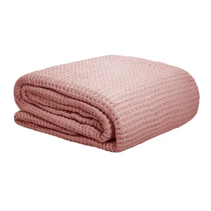 Manta waffle 300GSM 100 % algodón rosa polvoriento - Imagen 1 de 6