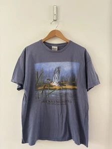 Vintage Ducks Unlimited "Take Off" Wood Duck Blue T-Shirt Size Large Marathon - Picture 1 of 4