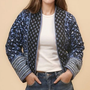 NWT Commense Paisley Reversible Quilted Jacket  Pink/Navy/White Sz Large  - Picture 1 of 11