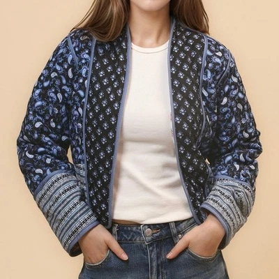 Chaqueta acolchada reversible Commense Paisley rosa/azul marino/blanco talla grande nueva con etiquetas  Foto 1 de 4