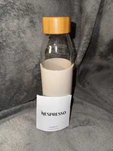 Nespresso Reusable 500ml Glass & Bamboo Water Bottle w/Silicone Sleeve Brand New - Picture 1 of 11