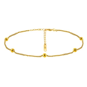 DAMEN FUßKETTCHEN KUGEL ANHÄNGER IN GOLD EDELSTAHL FUßKETTE FUß SCHMUCK KETTE - Bild 1 von 5