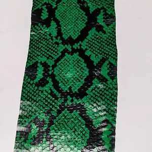 Python Printed Elaphe Snake Skin Snakeskin Leather Green 4.75x52" - Picture 1 of 3
