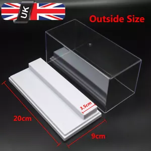 UK 20cm L Clear Acrylic Plastic Display Case White 2-Steps Box Dustproof Figures - Picture 1 of 12