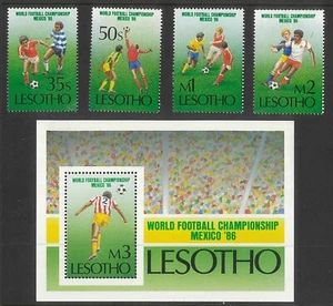 Lesotho 1986 World Cup Set of 4 Stamps & 1 Mini Sheet SG686/90 MUH 14-14 - Picture 1 of 1