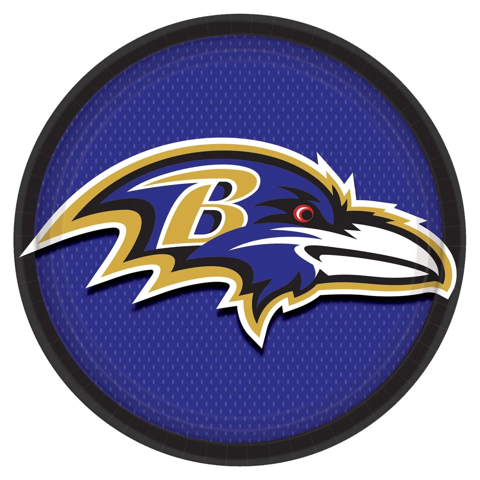 Baltimore Ravens Football Party 9IN Round Paper Dinner Plates, 8 CT, Purple B... - Image 1 of 1