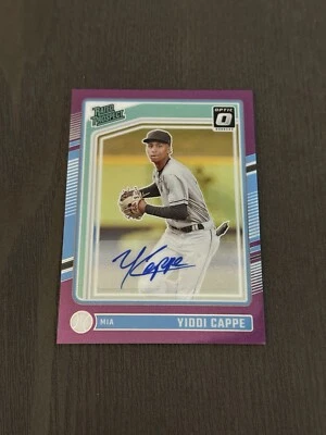 2024 Panini Donruss Rated Prospect Optic Purple Prizm Auto /49 #142 YIDDI CAPPE - Image 1 of 3