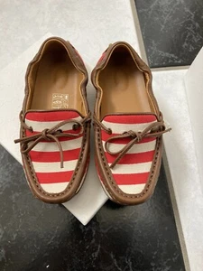 NIB 100% AUTH Gucci Toddler Red Strip Leather Trim Moccasins Green/Red/Green Web - Picture 1 of 7