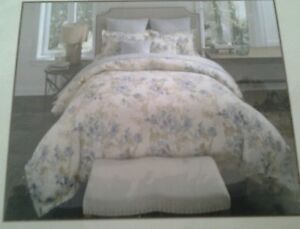 NWT Noble Excellence Villa Signature Floral Linen Full / Queen Duvet Cover 