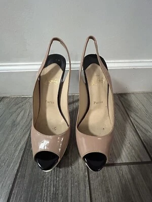 Christian Louboutin Lady Peep 150 Nude Patent Calf Leather Heels NEW Size 37.5 - Image 1 of 4