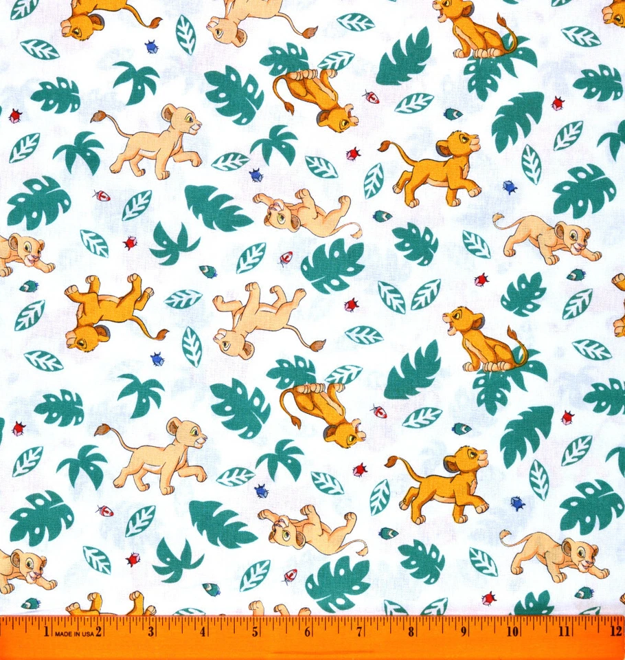 Tela Rey León - MEDIA YARDA - 100% Algodón - Acolchado Simba Nala White Bugs Foto 1 de 1