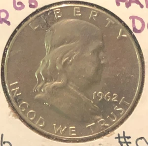 1962 PROOF FRANKLIN HALF DOLLAR PROOF U.S GEM BU UNCIRCULATED SILVER COIN #007 - Picture 1 of 2