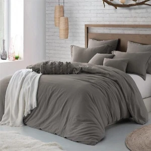 Swift Home Microfiber Washed Crinkle Duvet Cover & Sham Driftwood Twin/Twin-XL - Picture 1 of 6