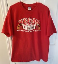 Vintage Gildan Heavy Cotton Mens Red Vegas Poker Cards T-shirt - Size XL
