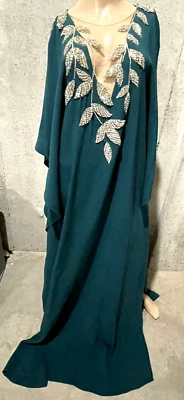 Oscar de la Renta Crystal Embroidered Long Maxi Gown Kaftan Dress 6 8 10 MEDIUM - Image 1 of 4