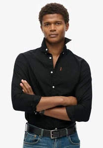 Superdry Shirt Long Sleeve Button Fastening Cotton Oxford Shirt Black - Picture 1 of 6