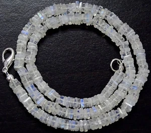 925 Sterling Silver Rainbow Moonstone 4-5mm Smooth Square Choki Necklace 18" - Foto 1 di 8