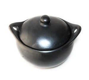 CONJUNTO Olla de Arcilla para Cocinar con Tapa Olla Desesmaltada 2.5 Lts y 4 Tazones para Sopa - Imagen 1 de 8