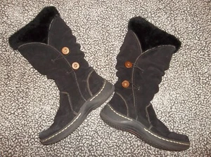 Baretraps Bear Traps Esha Black Suede Faux Fur Lined Boots Rubber Sole size 7 - Picture 1 of 6