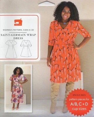 Liesl + Co Sewing Pattern for Saint-Germain Wrap Dress 32.5"-46" Bust + Cups New - Image 1 of 4