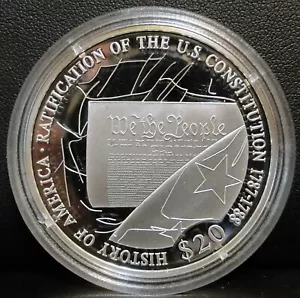 2006 LIBERIA - $20 DOLLAR - RATIFICATION U.S. CONSTITUTION - 2/3 Oz PROOF SILVER - Picture 1 of 5