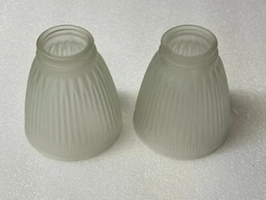 2 Shades Glass Pendant Ceiling Fan Light Lamp Harbor Hunter Frosted Ribbed Bell - Picture 1 of 15