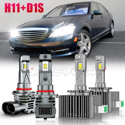 For Mercedes-Benz S400 2011-2013 4x H9 D1S LED Headlight High Low Beam Bulbs - Image 1 of 4