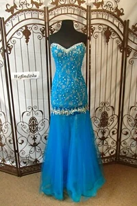 819 PRINCESS COLLETION SZ 4 TURQ $299 FORMAL DRESS DRESS GOWN - Picture 1 of 12