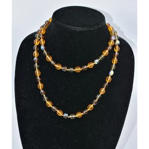 Joan Rivers 38" Long Topaz Aurora Borealis Czech Glass Beaded Statement Necklace - Picture 1 of 8