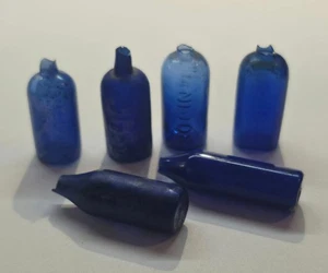 ANTIQUE AMPOULE COBALT BLUE TINY BOTTLE LOT OF 6 - Picture 1 of 1