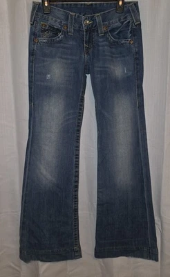 Pantalones de mezclilla True Religion Candice tiro bajo acampanados para mujer 27 azules cinco bolsillos Y2k Foto 1 de 4