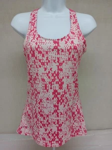 Nike Dri Fit SMALL Activewear Tank Top Built In Sports Bra PINK/WHITE Womens - Picture 1 of 15