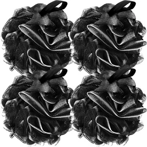 Bath Loofah Sponge Back Scrubber Shower Soft Mesh Exfoliator All Black  - Picture 1 of 8